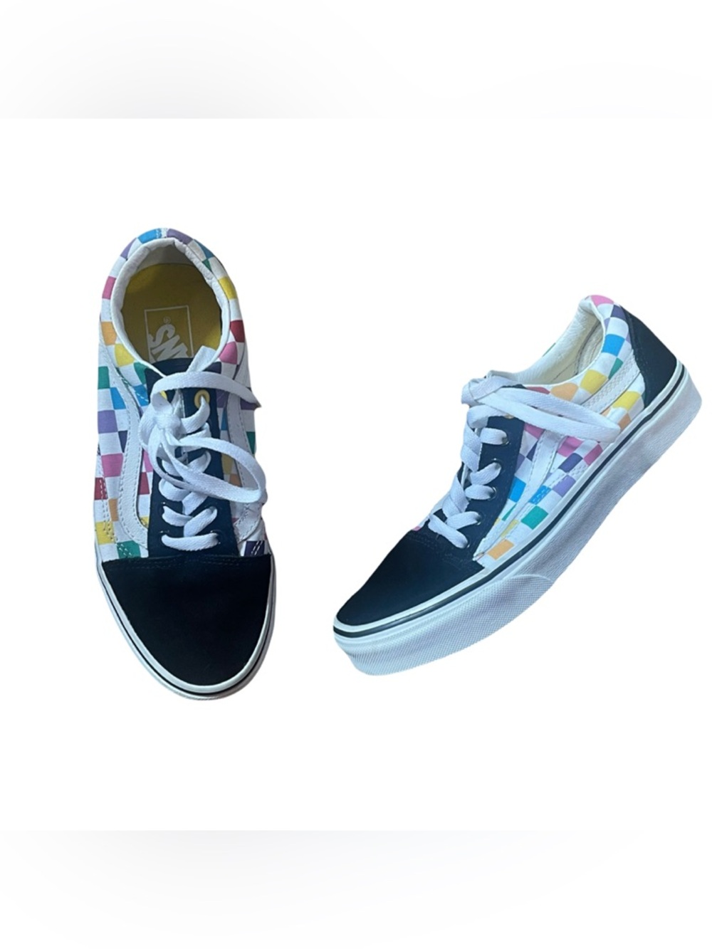 VANS Rainbow Checkered Low Top Skate Shoes
